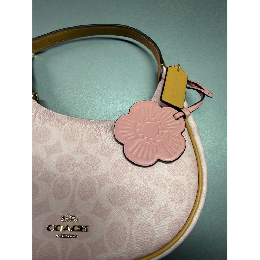 Coach‎ Emily Shoulder Bag Signature Canvas Powder Pink CDW86 Floral Charm NWT - Picture 14 of 14